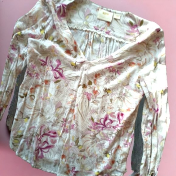 Maeve by Anthropologie Floral Pink Blouse extra small - Picture 9 of 10